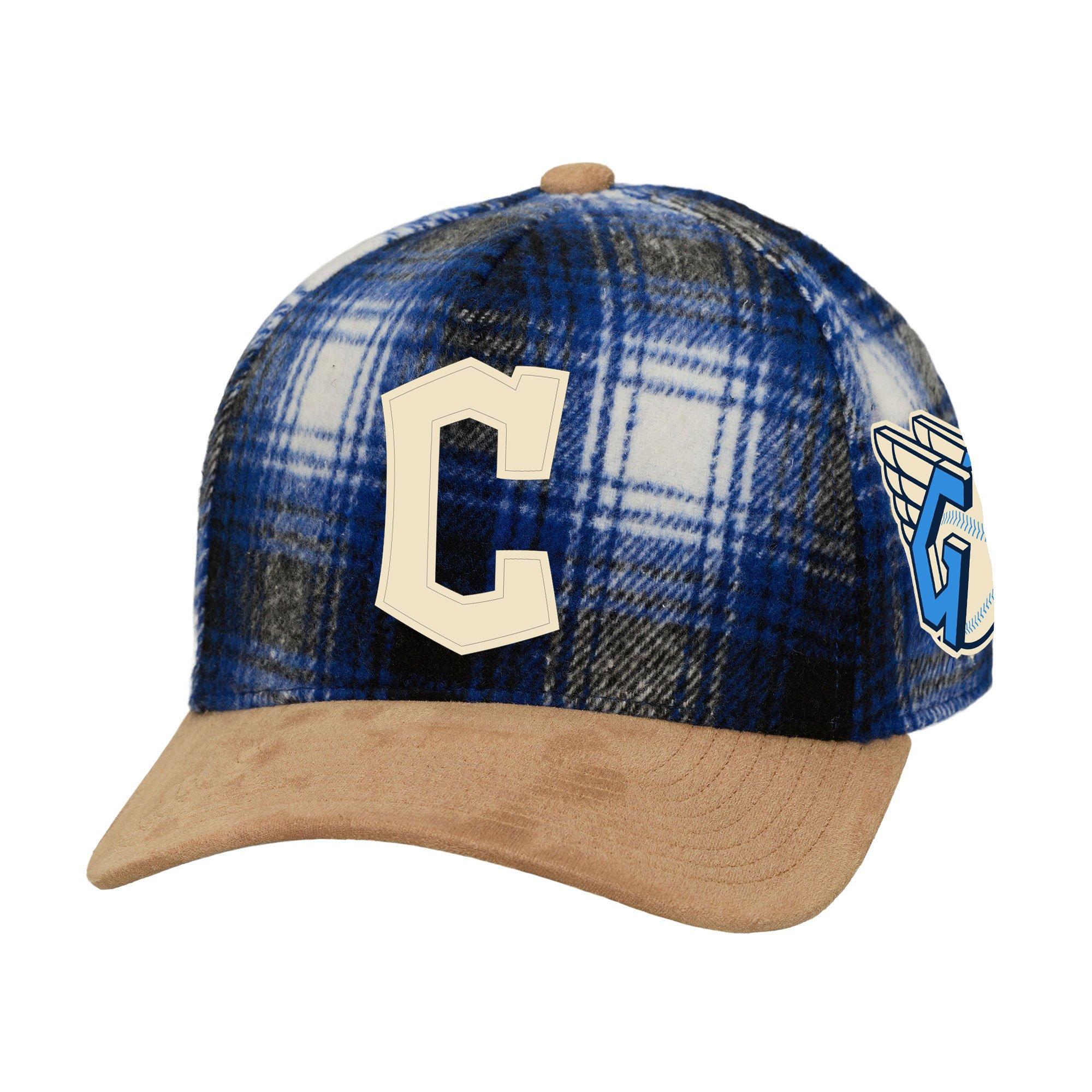 Mitchell & Ness Cleveland Guardians Plaid Snapback Hat - Blue - BLUE